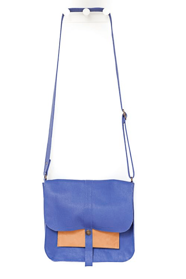 Grand sac bandoulière en cuir bleu
