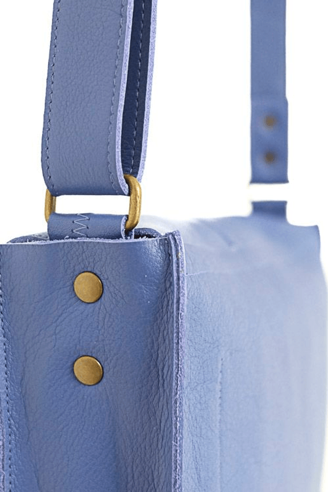 Grand sac bandoulière en cuir bleu