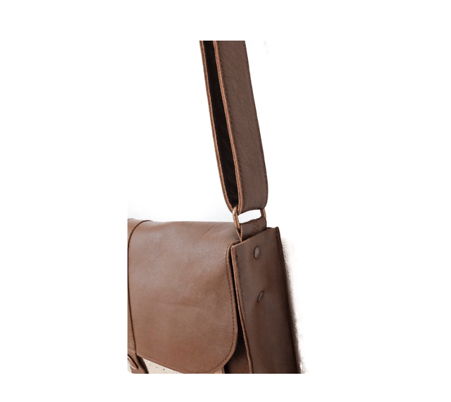 Petit sac bandoulière en cuir marron